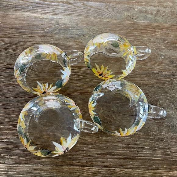 Vintage Mid-Century Handpainted Glass Cups Set of 4 - Picture 3 of 6
